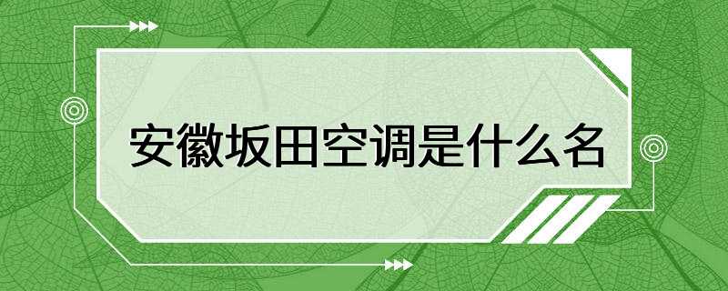 安徽坂田空调是什么名