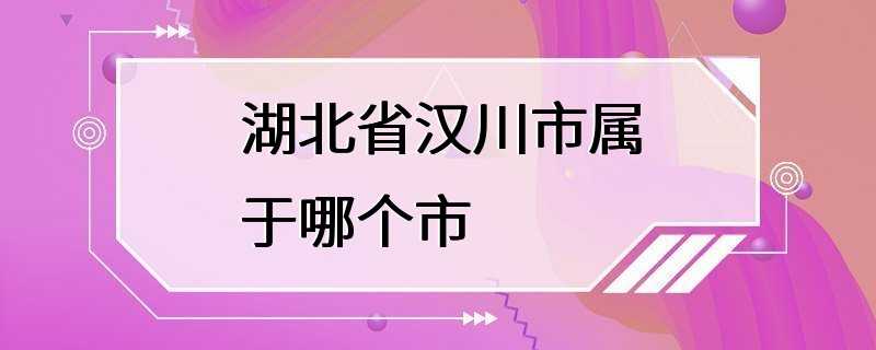 湖北省汉川市属于哪个市