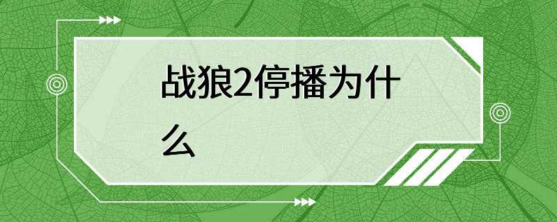 战狼2停播为什么