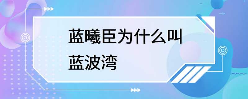 蓝曦臣为什么叫蓝波湾