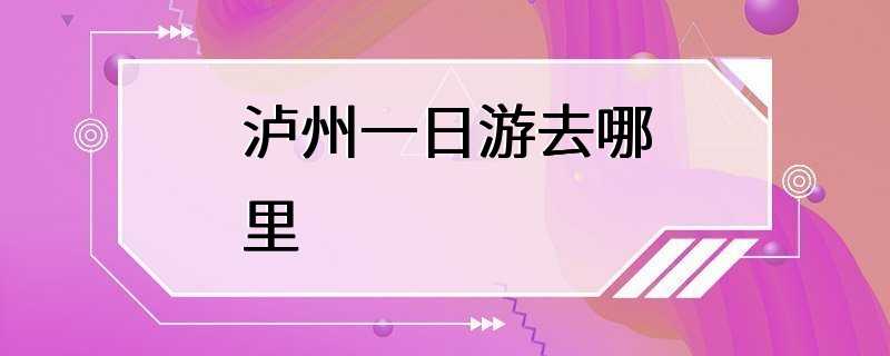 泸州一日游去哪里