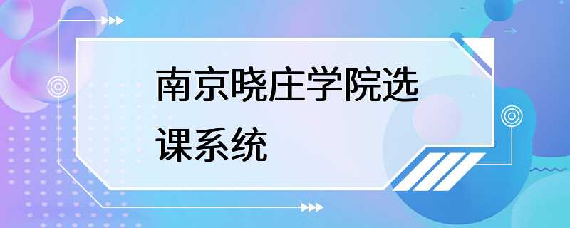 南京晓庄学院选课系统