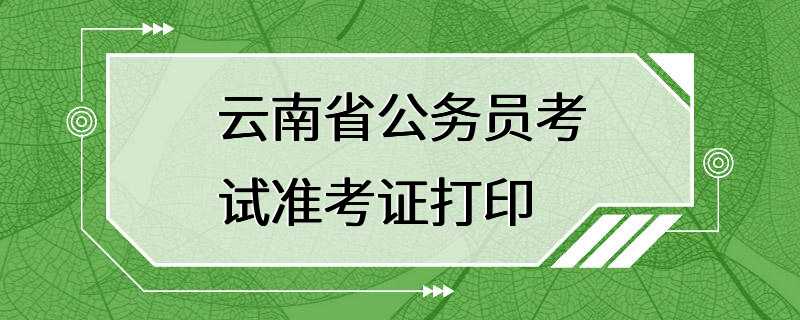 云南省公务员考试准考证打印