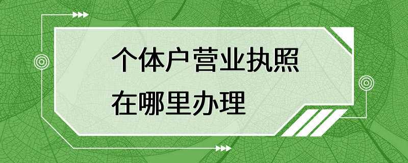 个体户营业执照在哪里办理