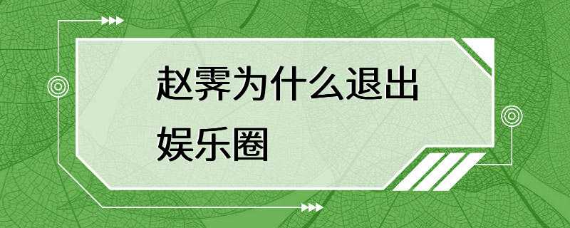 赵霁为什么退出娱乐圈