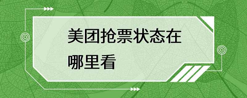 美团抢票状态在哪里看