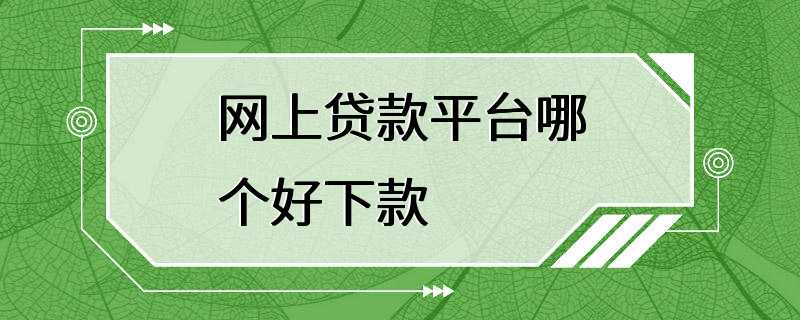 网上贷款平台哪个好下款