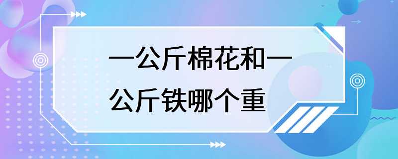 一公斤棉花和一公斤铁哪个重