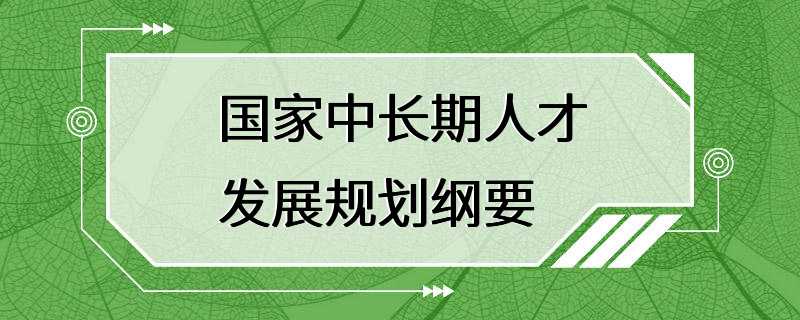 国家中长期人才发展规划纲要