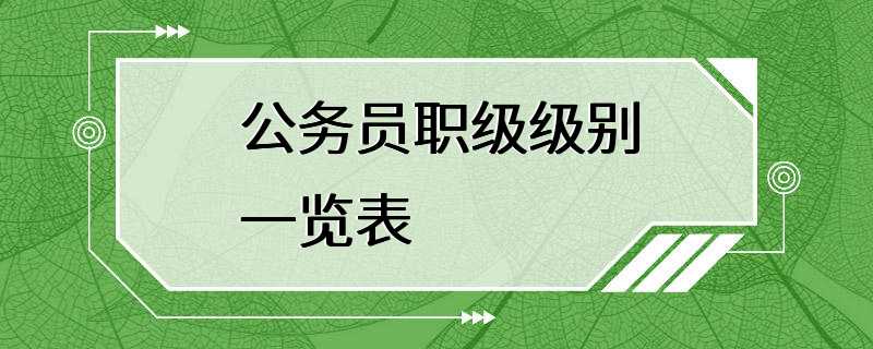 公务员职级级别一览表