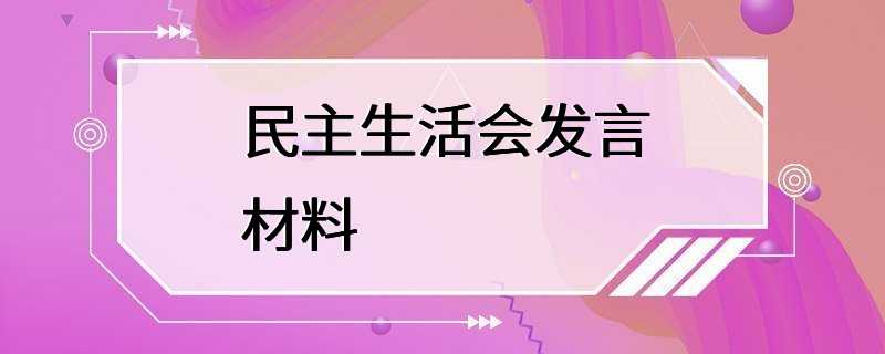 民主生活会发言材料