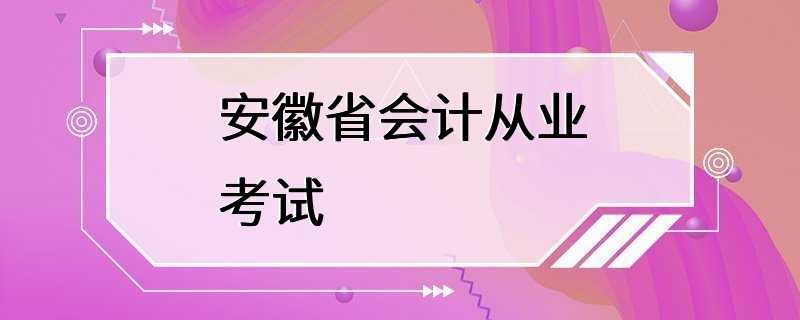 安徽省会计从业考试