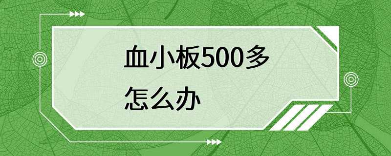 血小板500多怎么办