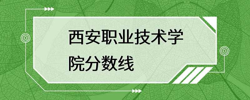 西安职业技术学院分数线