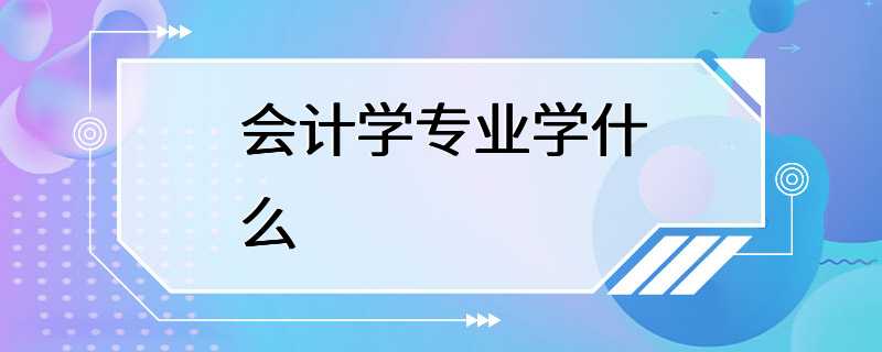 会计学专业学什么