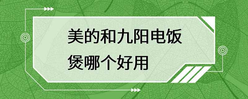 美的和九阳电饭煲哪个好用