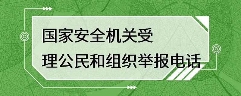 国家安全机关受理公民和组织举报电话