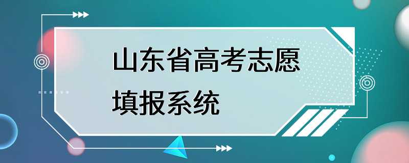 山东省高考志愿填报系统