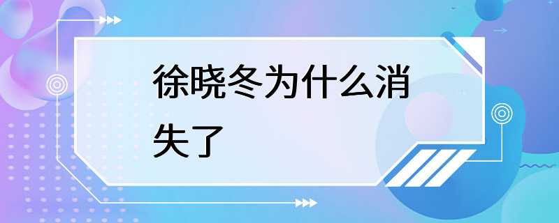 徐晓冬为什么消失了