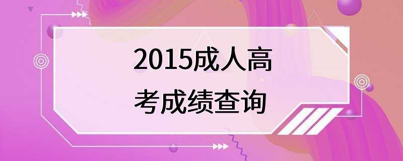 2015成人高考成绩查询