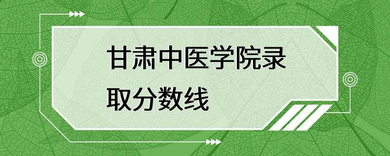 甘肃中医学院录取分数线