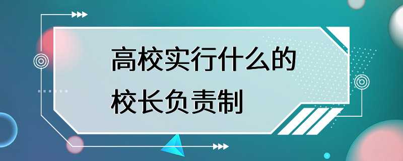 高校实行什么的校长负责制