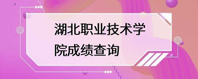 湖北职业技术学院成绩查询