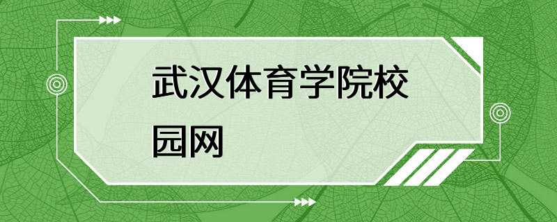 武汉体育学院校园网