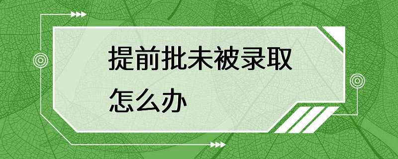 提前批未被录取怎么办