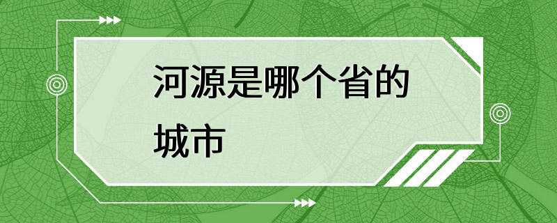 河源是哪个省的城市