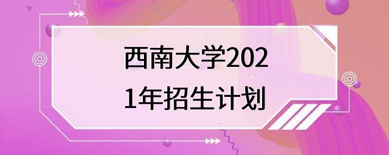 西南大学2021年招生计划