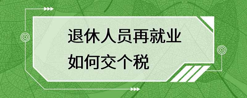 退休人员再就业如何交个税