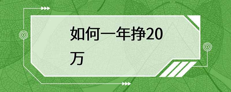 如何一年挣20万