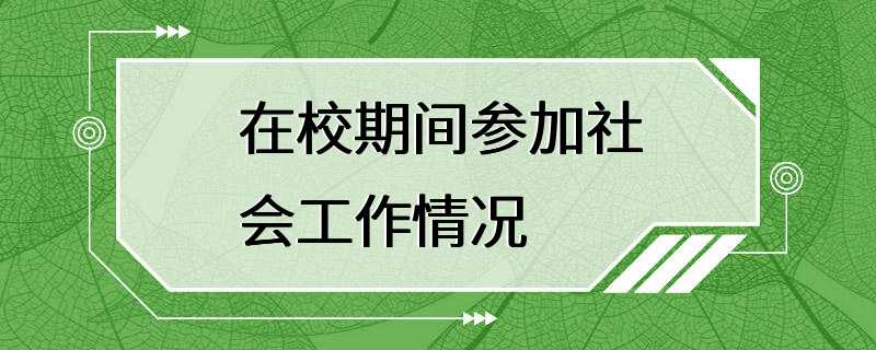 在校期间参加社会工作情况