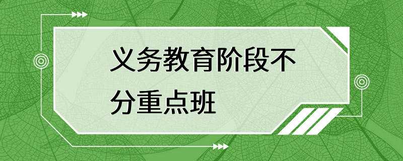 义务教育阶段不分重点班