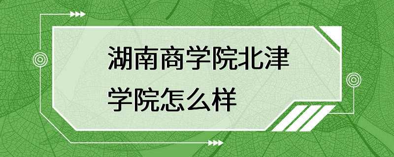 湖南商学院北津学院怎么样