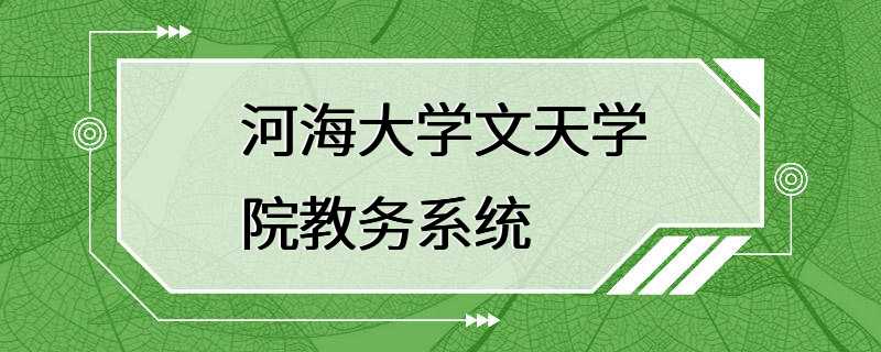 河海大学文天学院教务系统