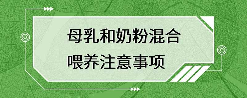 母乳和奶粉混合喂养注意事项