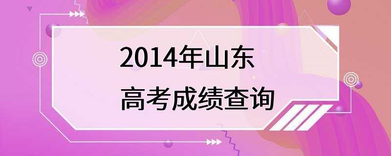 2014年山东高考成绩查询