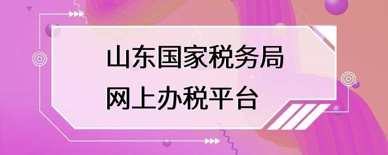 山东国家税务局网上办税平台