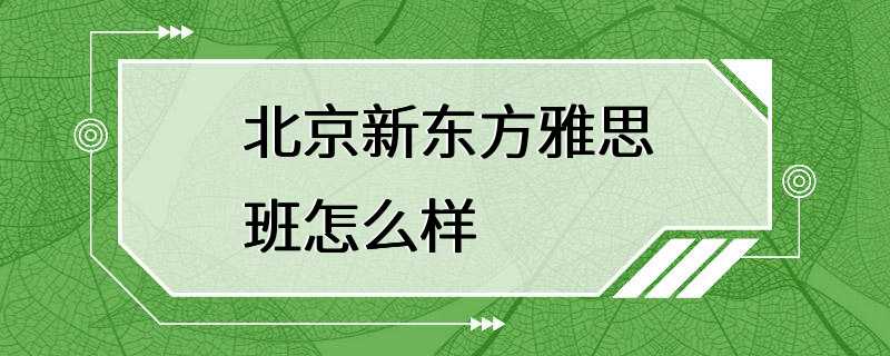 北京新东方雅思班怎么样