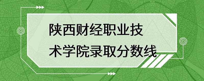 陕西财经职业技术学院录取分数线