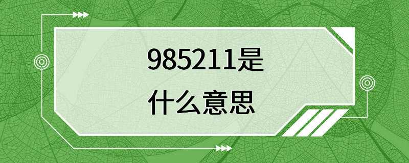 985211是什么意思