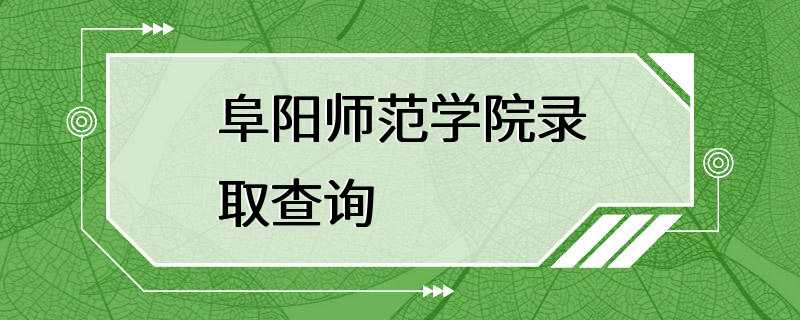 阜阳师范学院录取查询