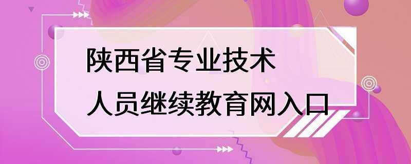 陕西省专业技术人员继续教育网入口