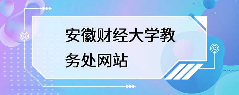 安徽财经大学教务处网站