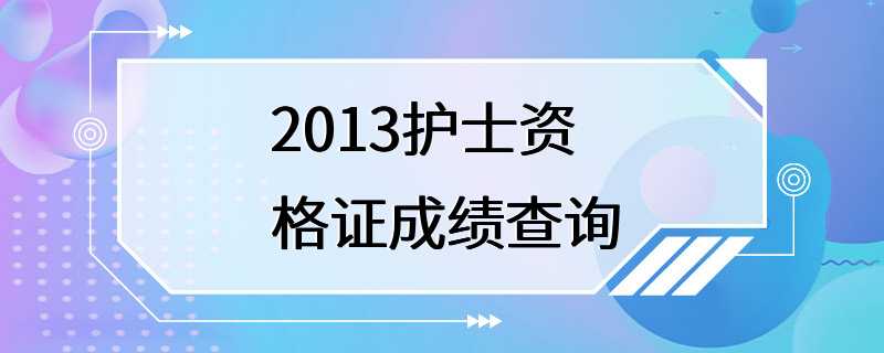 2013护士资格证成绩查询