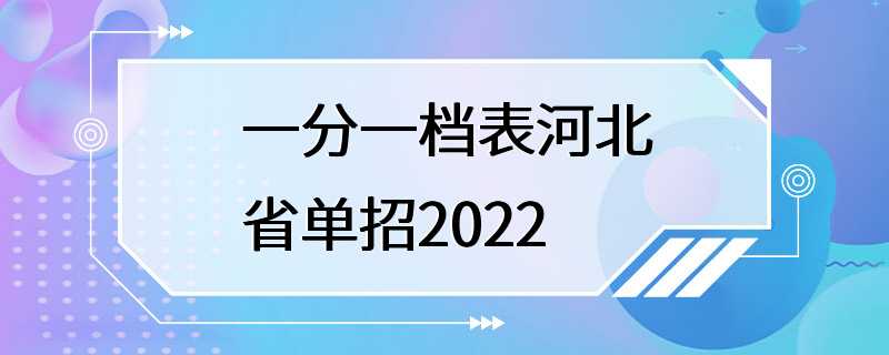 一分一档表河北省单招2022