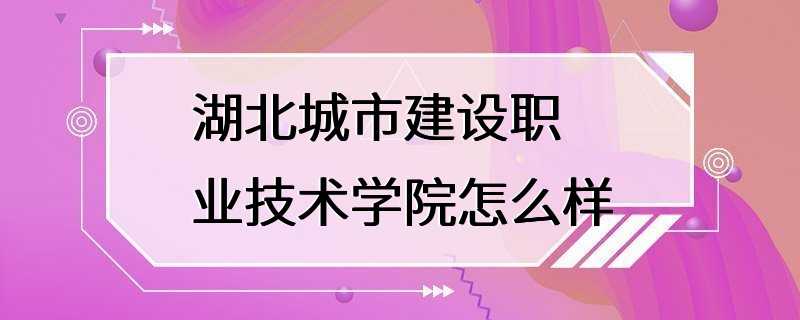 湖北城市建设职业技术学院怎么样