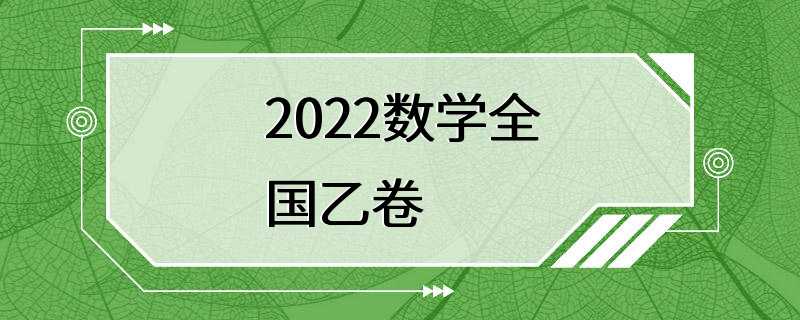 2022数学全国乙卷